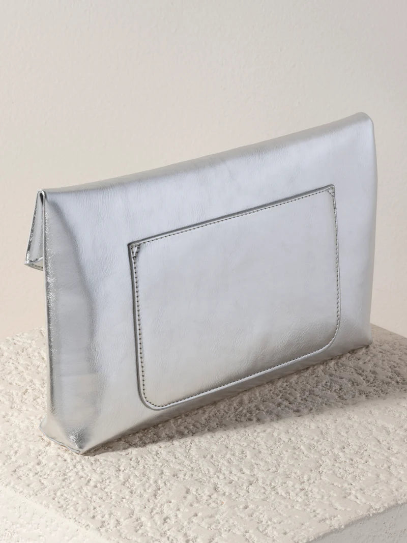 Metallic Silver Maddie Envelope Clutch