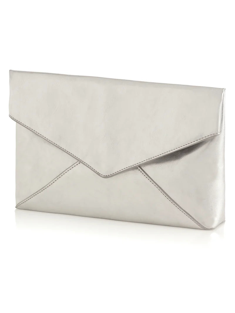 Metallic Silver Maddie Envelope Clutch