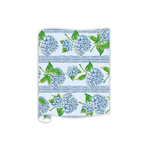 Handpainted Blue Hydrangea Paper Table Runner