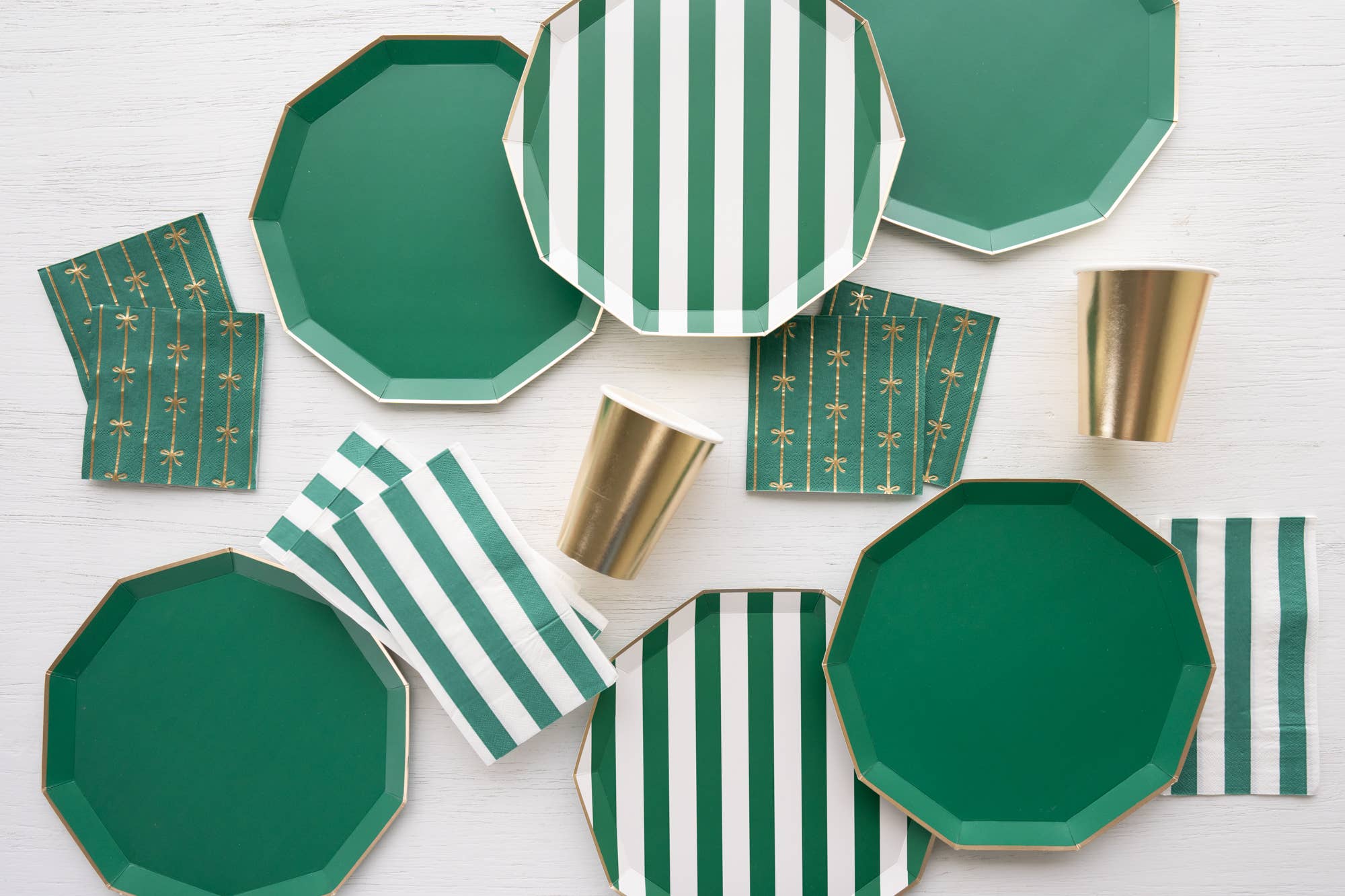 Emerald Green Cabana Stripe Guest Towel Napkins