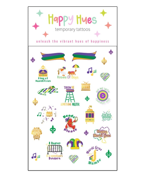 Mardi Gras Krewe of Boys Temporary Tattoos