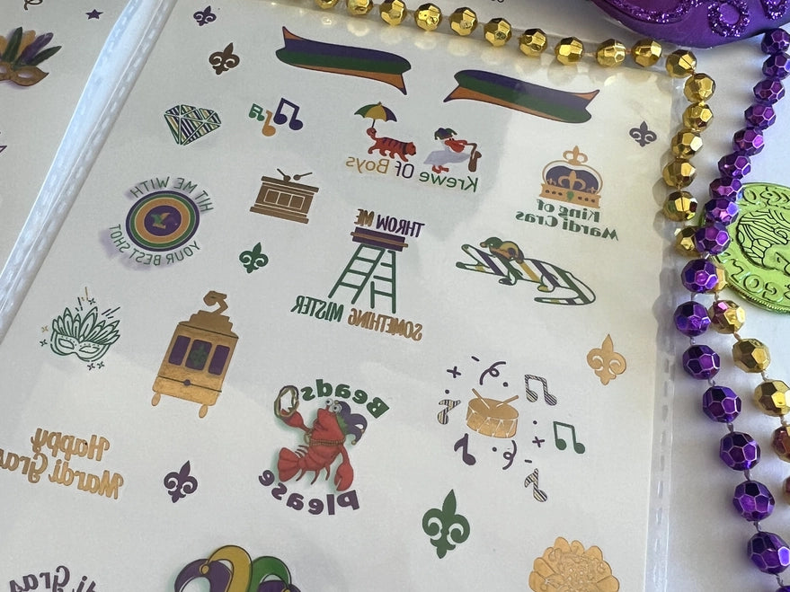 Mardi Gras Krewe of Boys Temporary Tattoos
