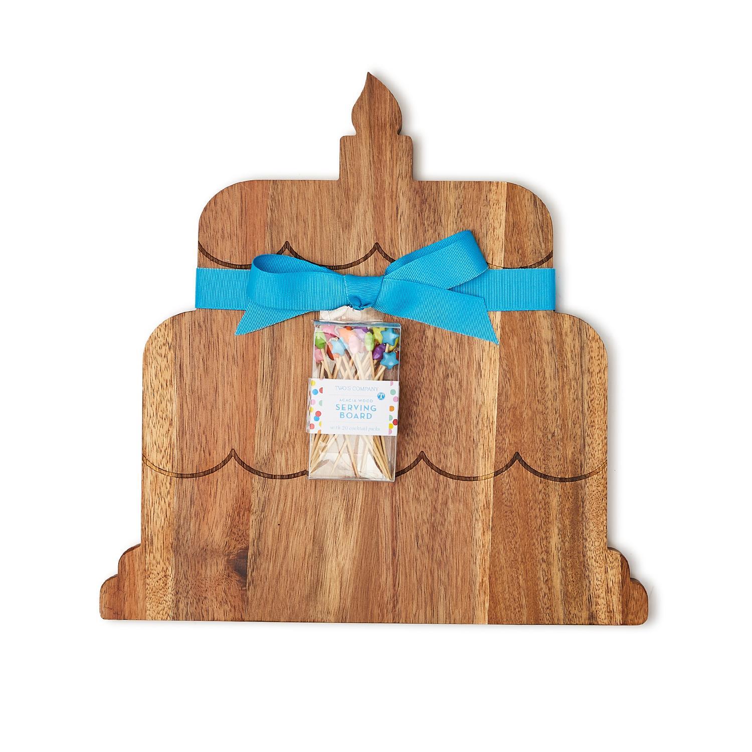 Birthday Cake Serving Board with 20 Star Picks