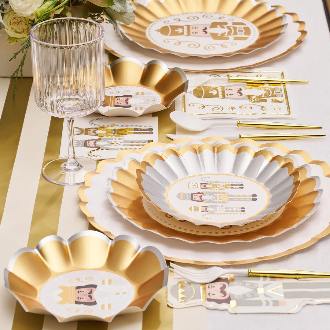Gilded Nutcracker Wavy Paper Appetizer/Dessert Bowl