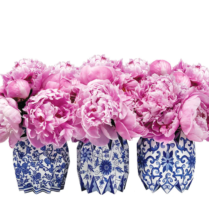 Blue Chinoiserie Paper Vase Wraps