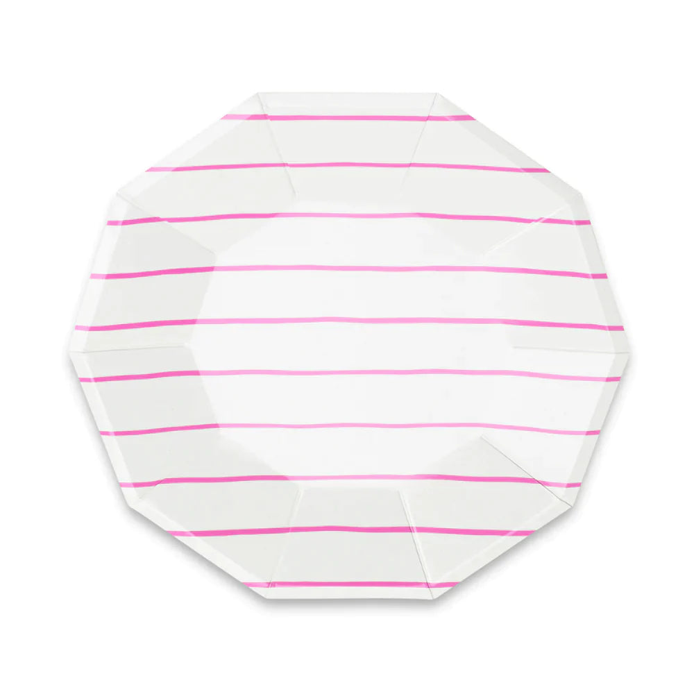 Cerise Pink Frenchie Stripe Small Plates