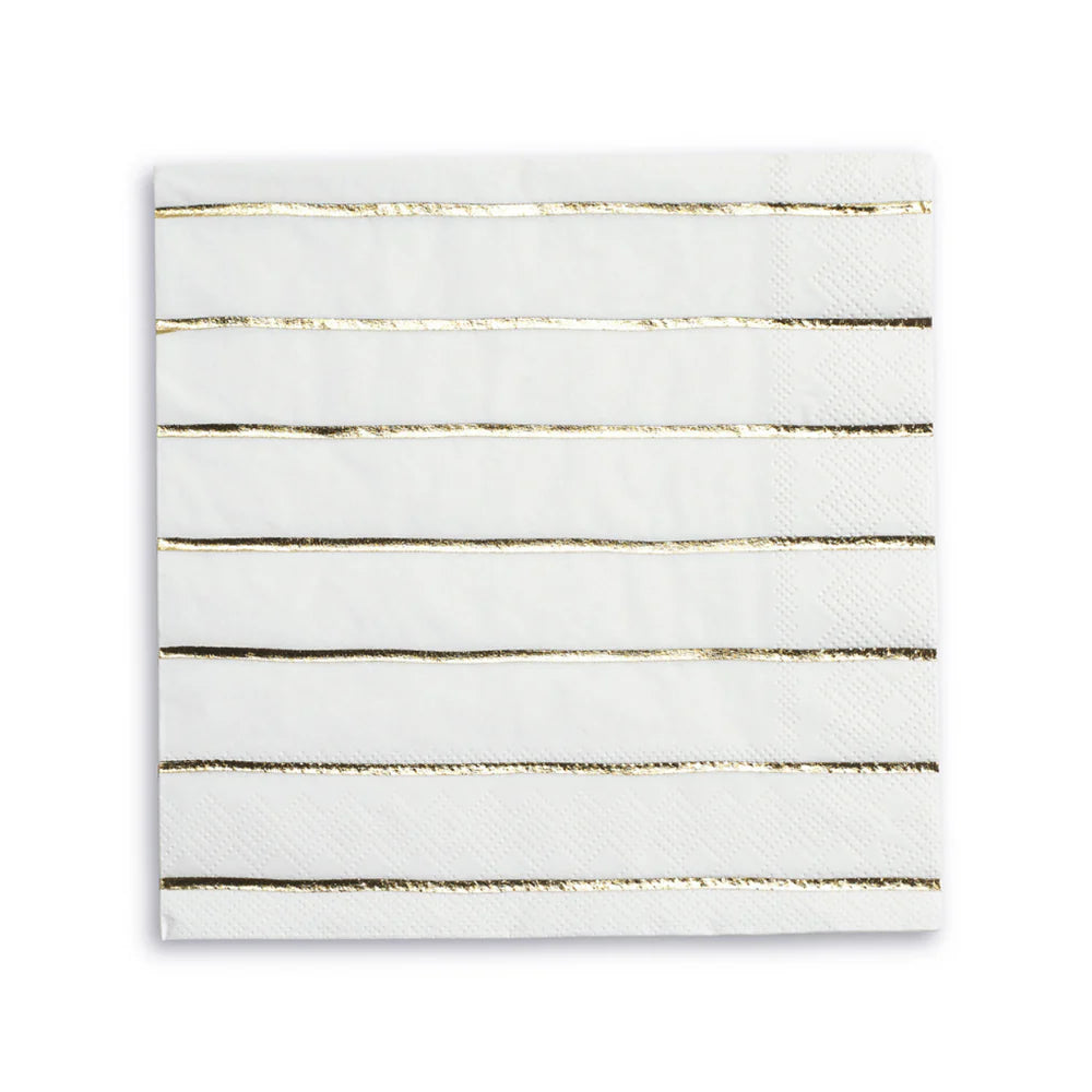 Metallic Gold Frenchie Striped Large Napkins