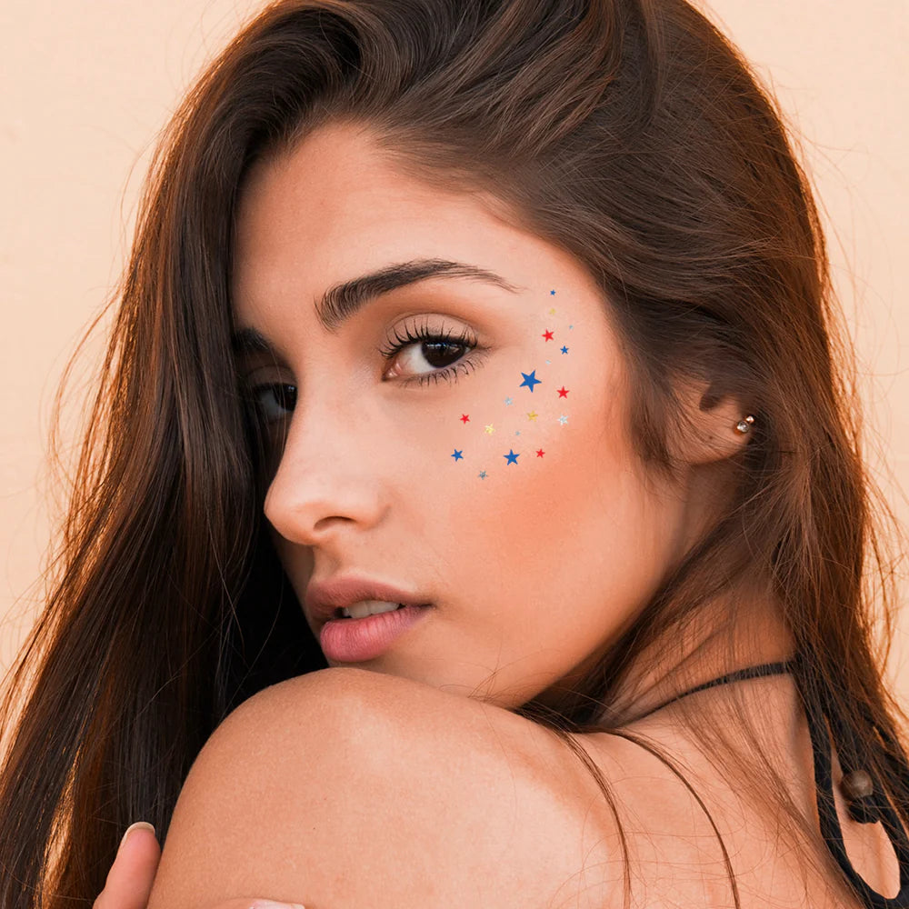American Starry Eye Temporary Face Tattoos (Set of 10)