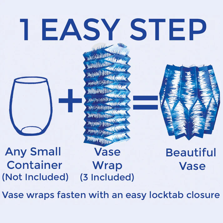 Blue Ikat Paper Vase Wraps