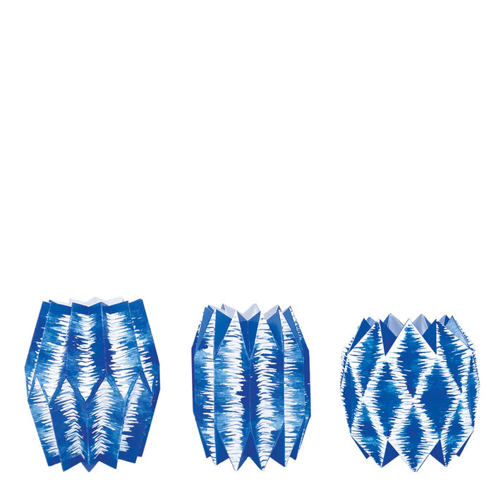 Blue Ikat Paper Vase Wraps