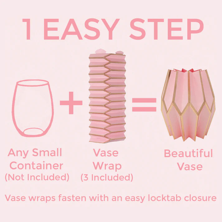 Rose Pink Paper Vase Wraps