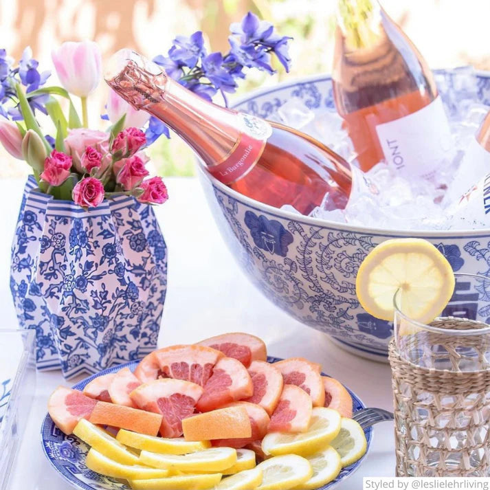 Blue Chinoiserie Paper Vase Wraps