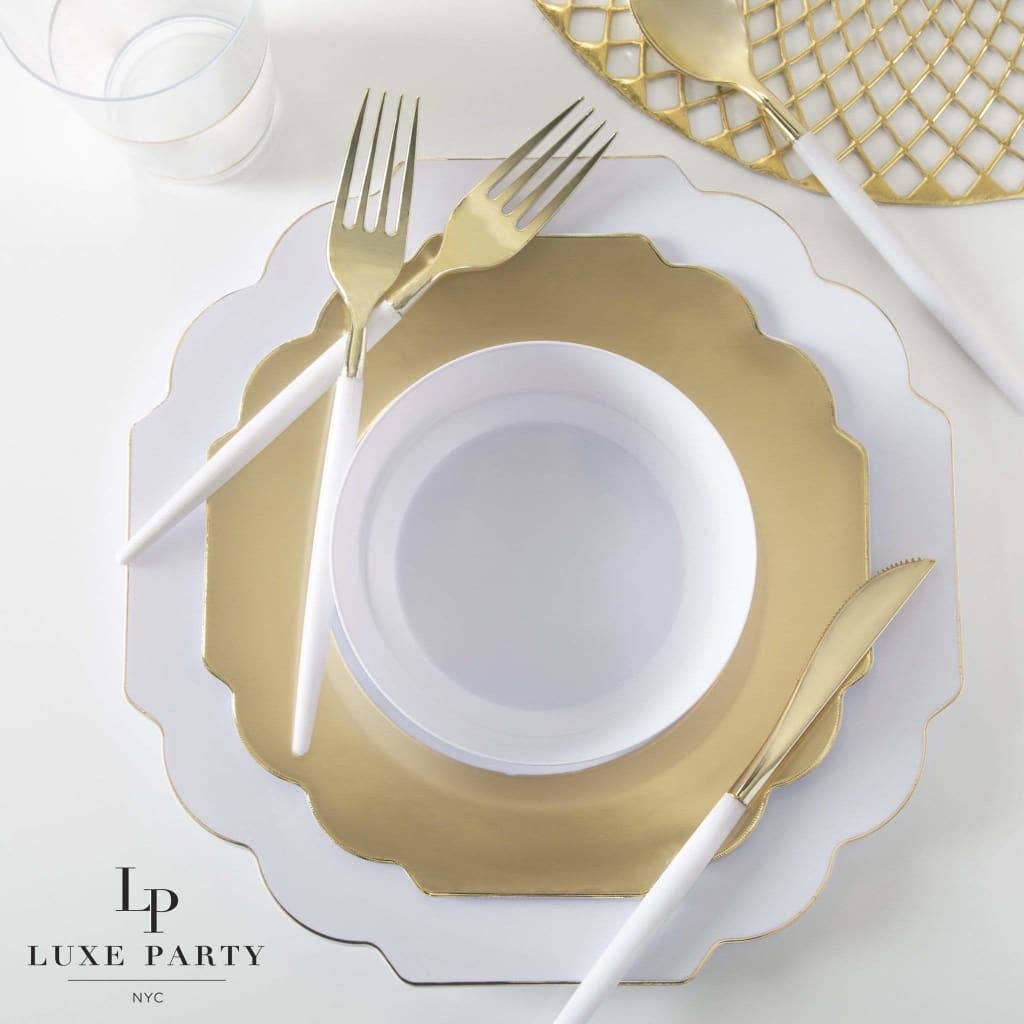 8 Oz. Plastic Bowls: White • Gold