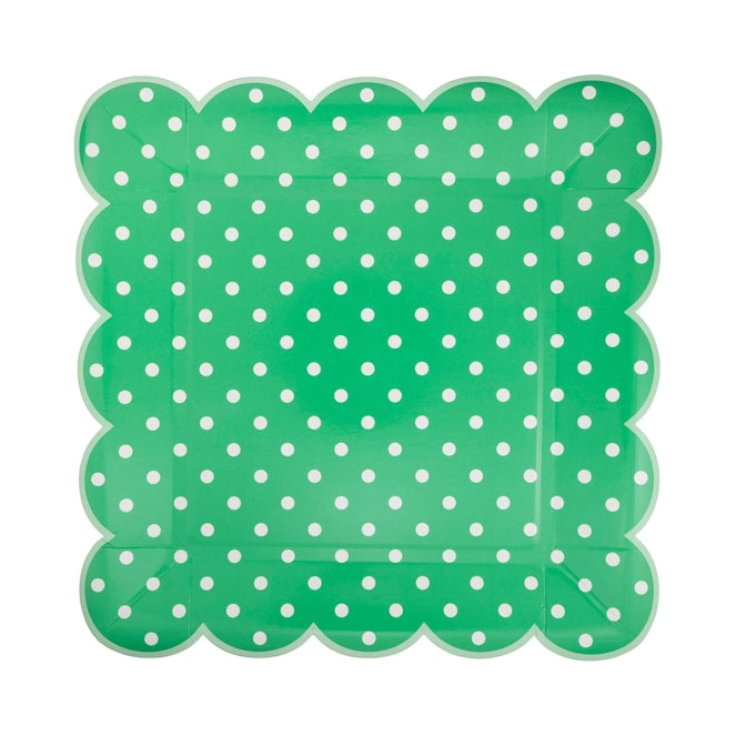 Polka Dot Scalloped Square Plates