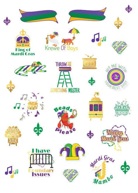 Mardi Gras Krewe of Boys Temporary Tattoos