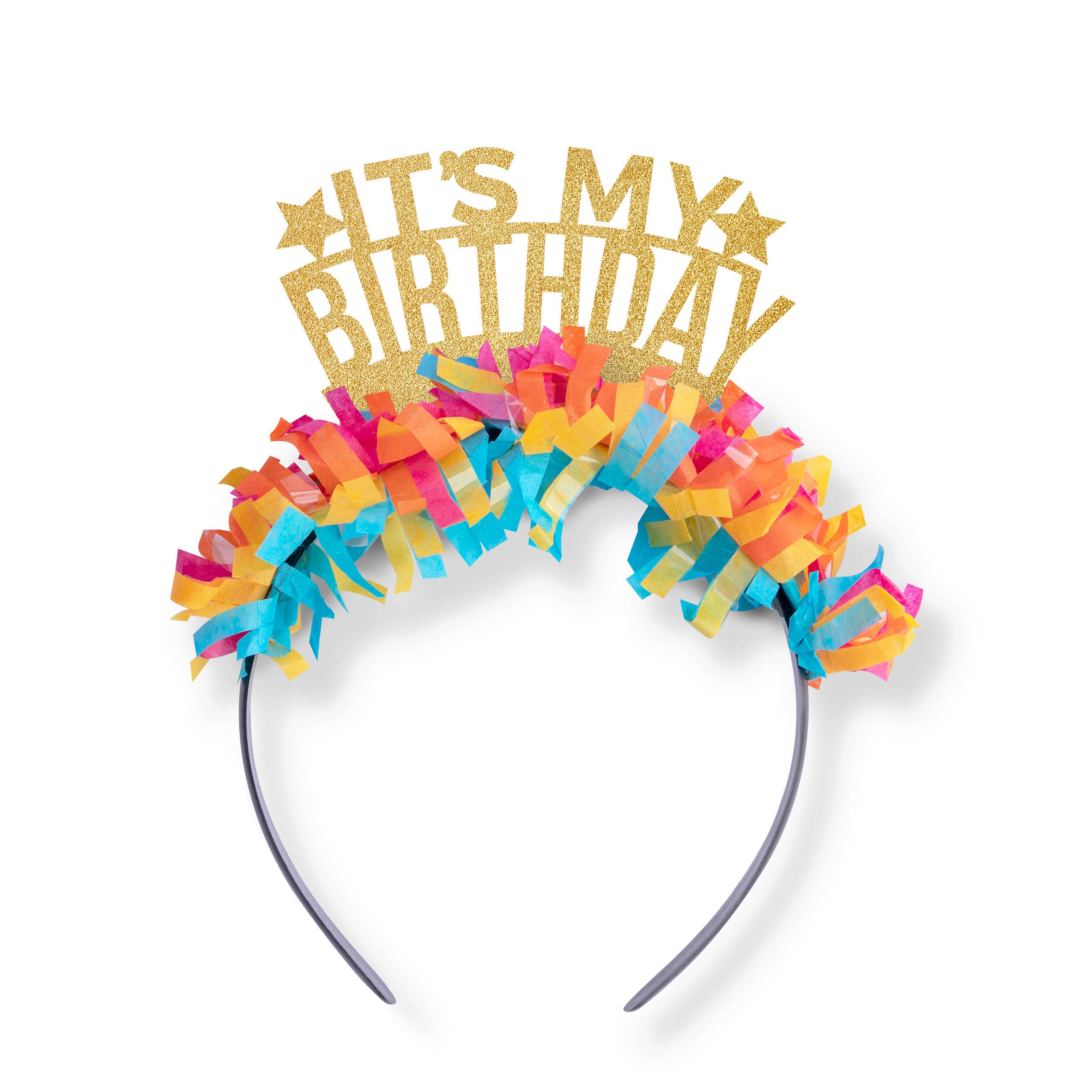 It’s My Birthday Party Headband: Gold/Multi