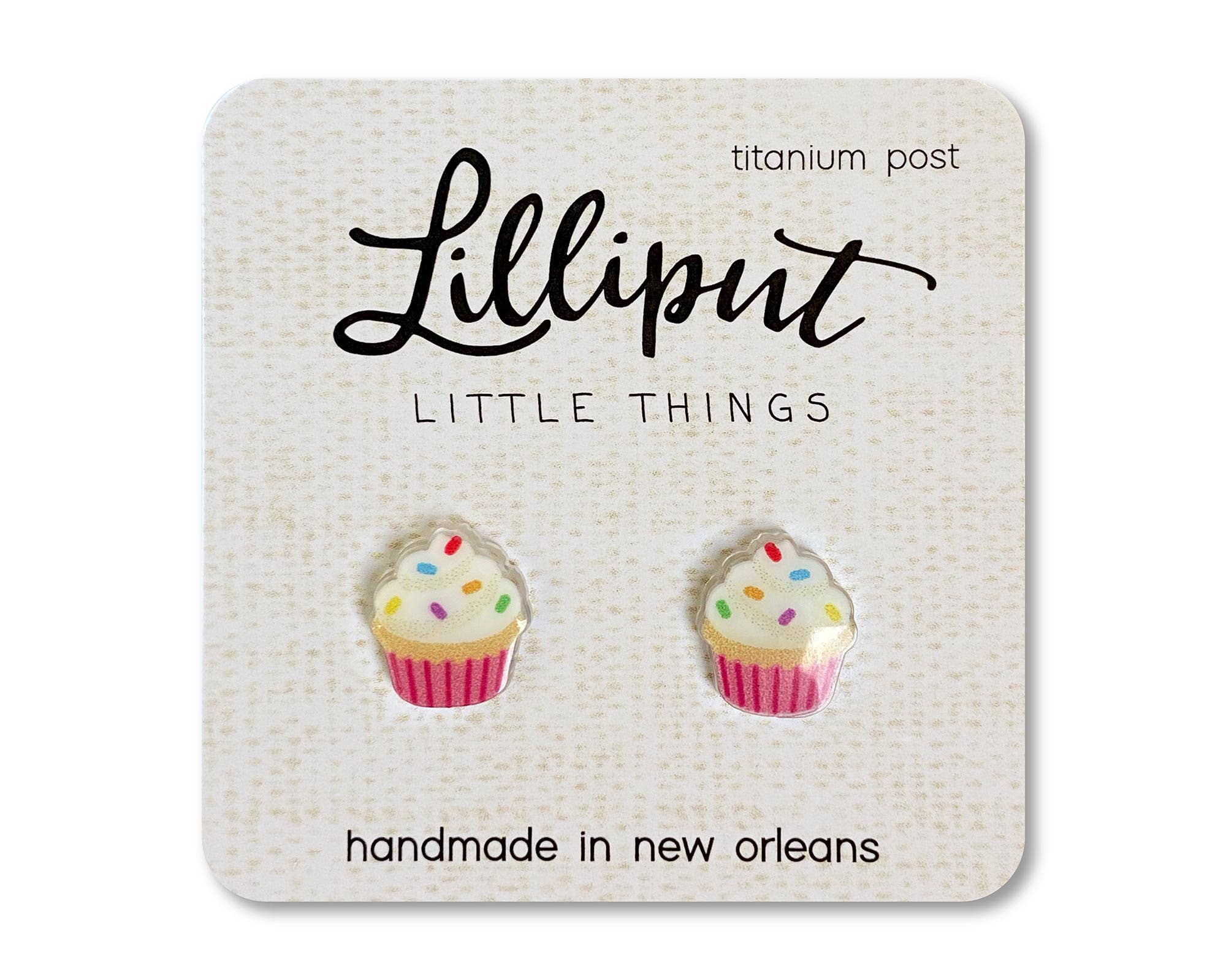 Hypoallergenic Earrings: Pink Birthday Cupcake