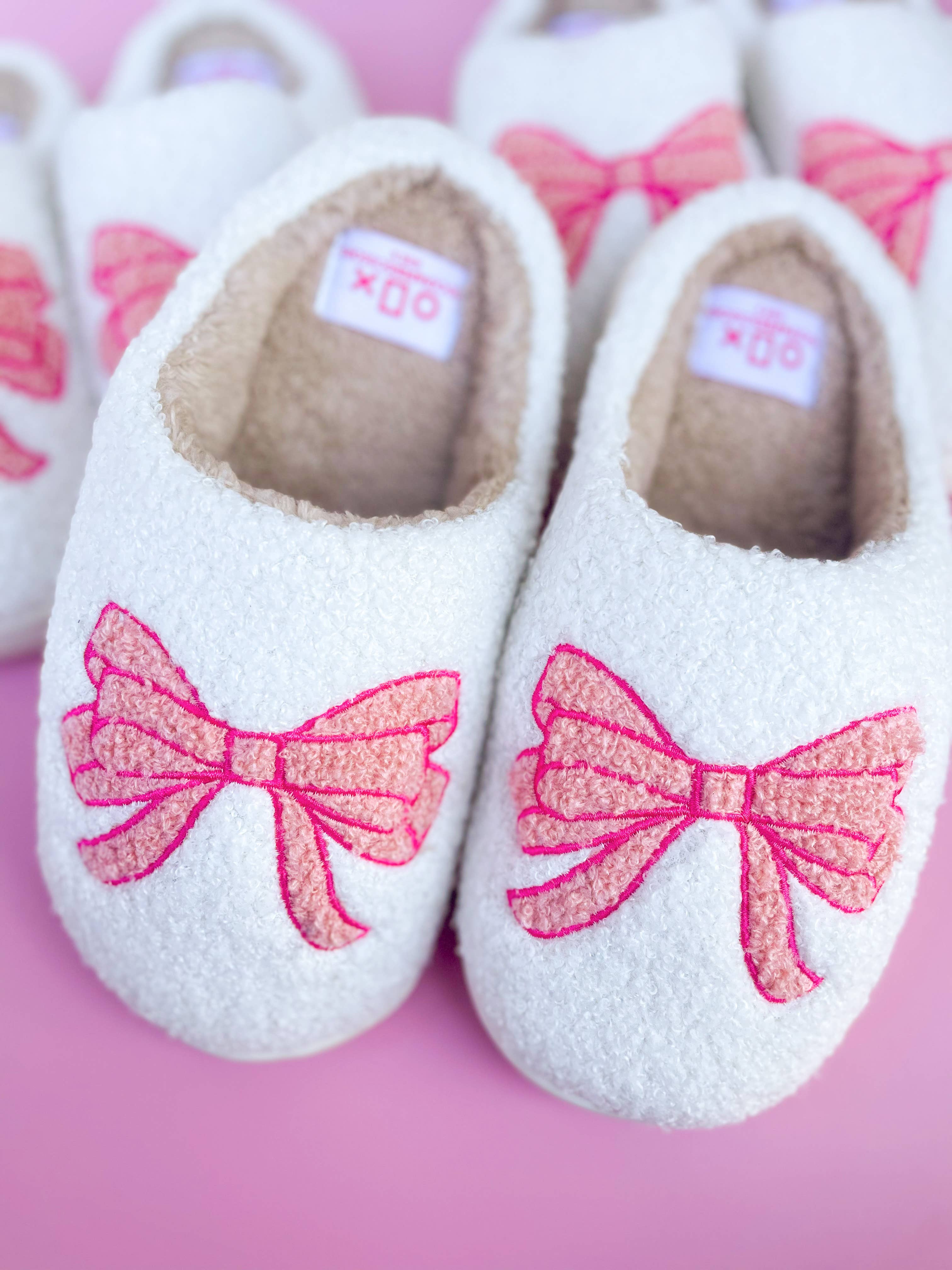 Pink Bow Slippers (Adult Sizes)