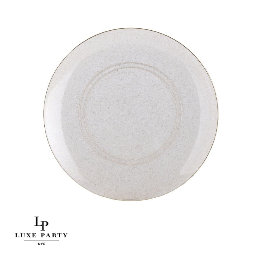 Plastic Side Plates: Clear • Gold Glitter