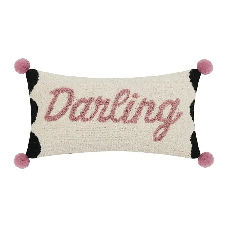 Darling Hook Pillow with Pom Poms