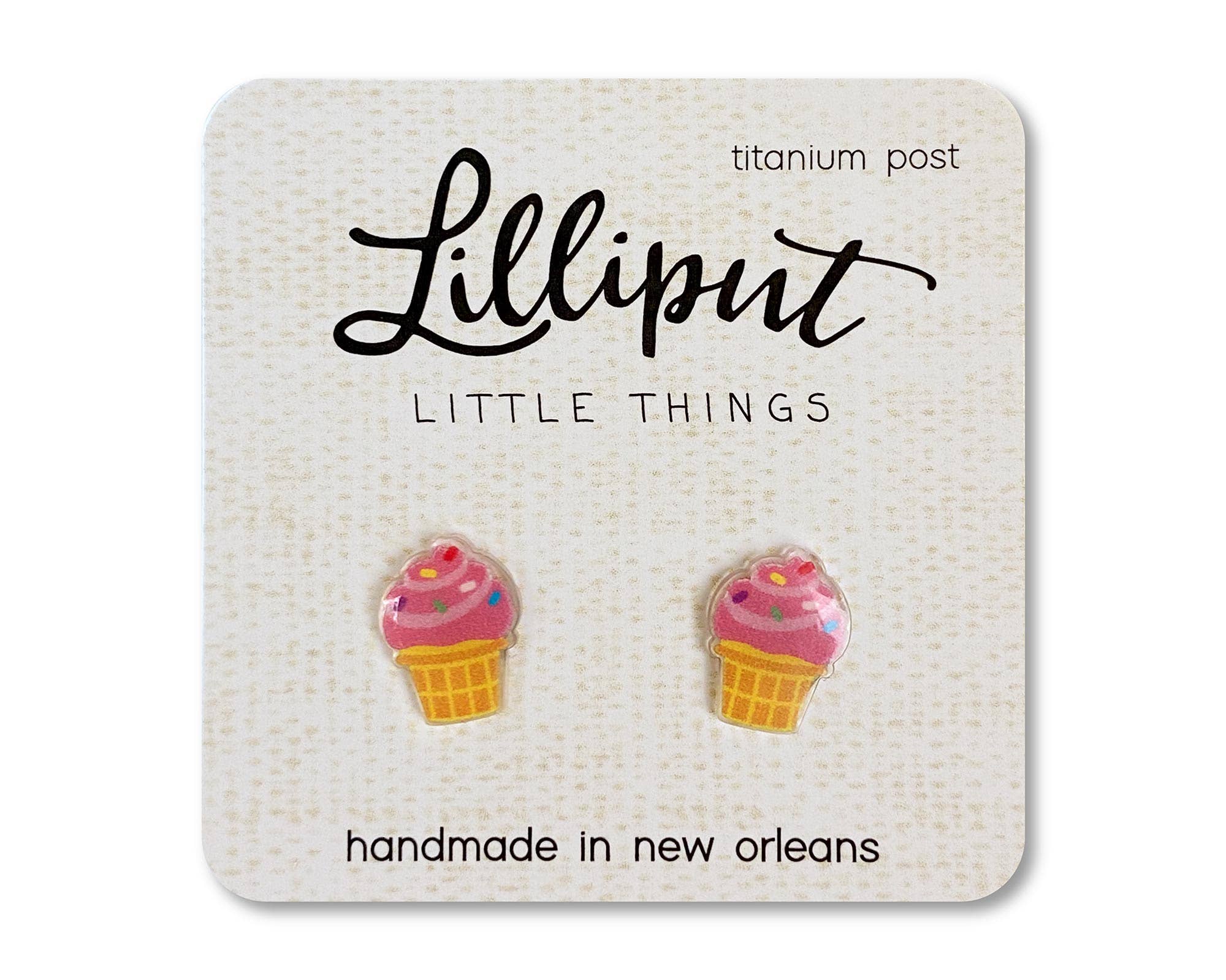 Hypoallergenic Earrings: Pink Ice Cream Cone