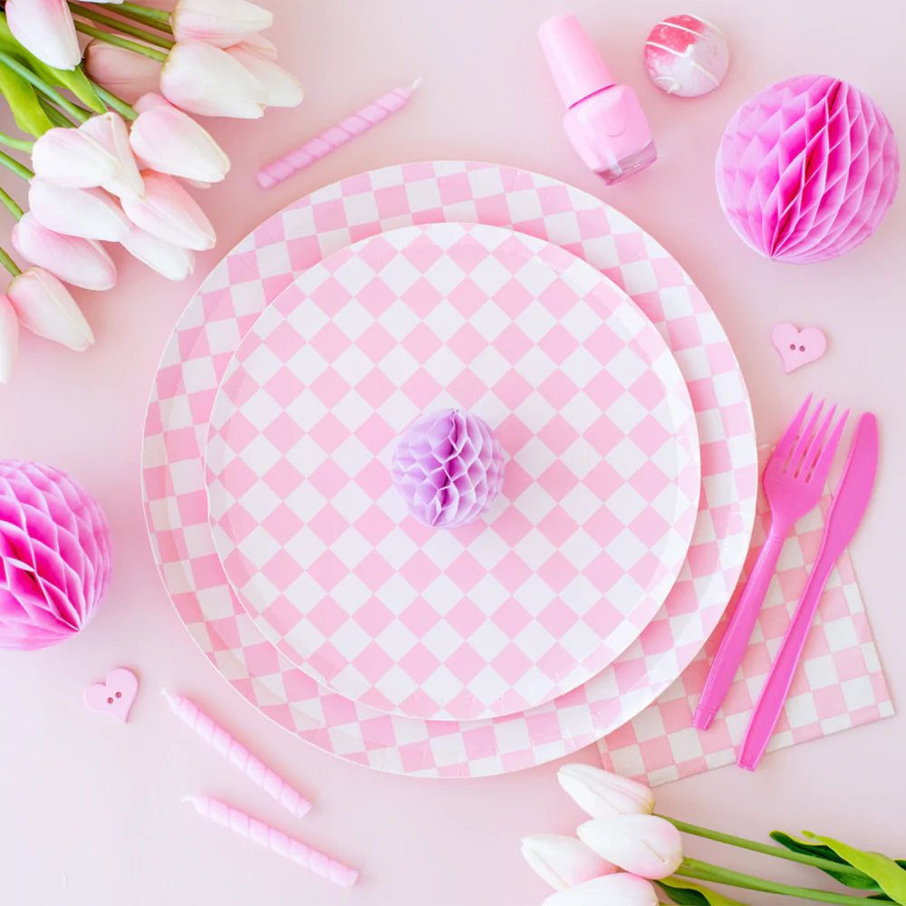 Dinner Plates: Check It! Tickle Me Pink