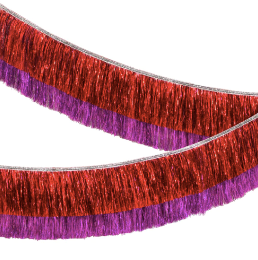 Red & Pink Tinsel Fringe Garland