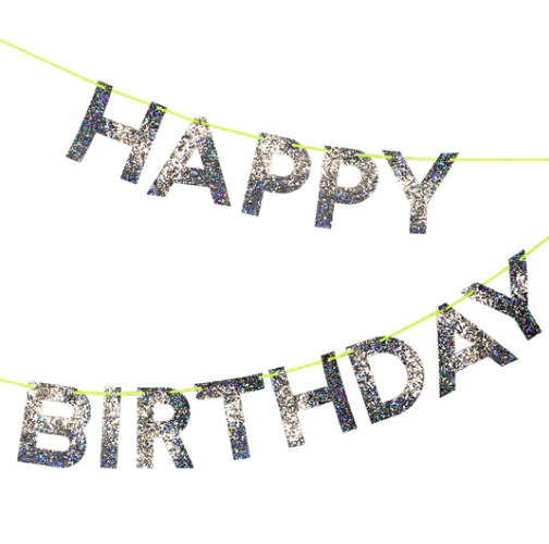 Silver Happy Birthday Garland