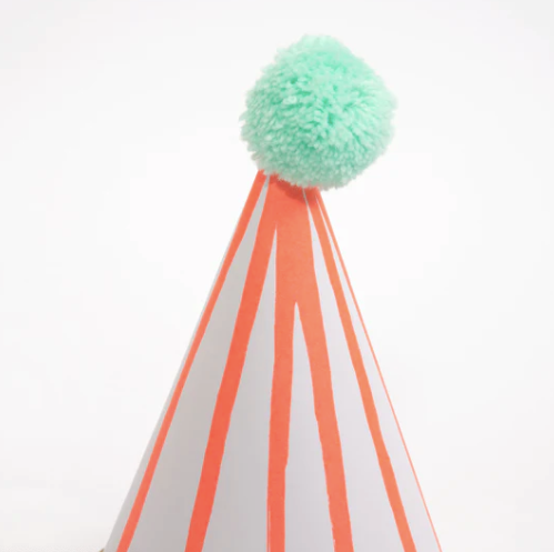 Stripe Pom Pom Party Hats