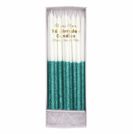 Green Glitter Dipped Candles