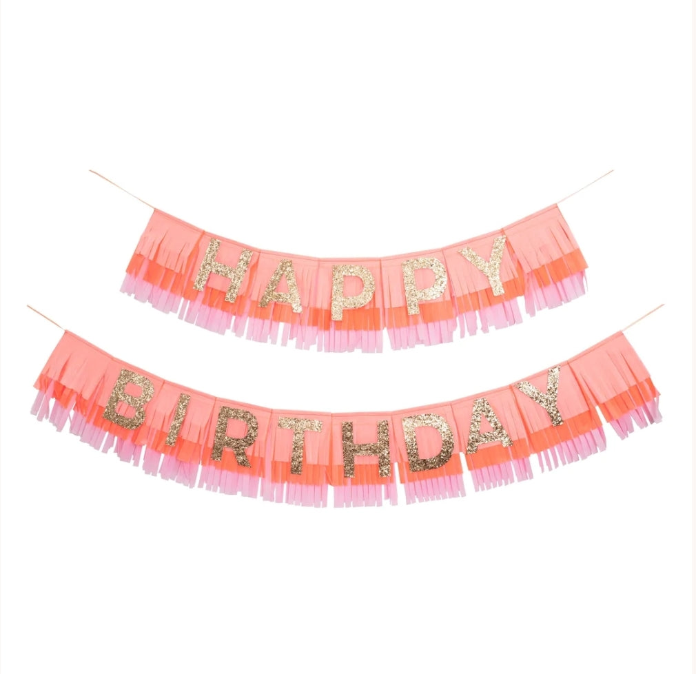 Pink Happy Birthday Fringe Garland
