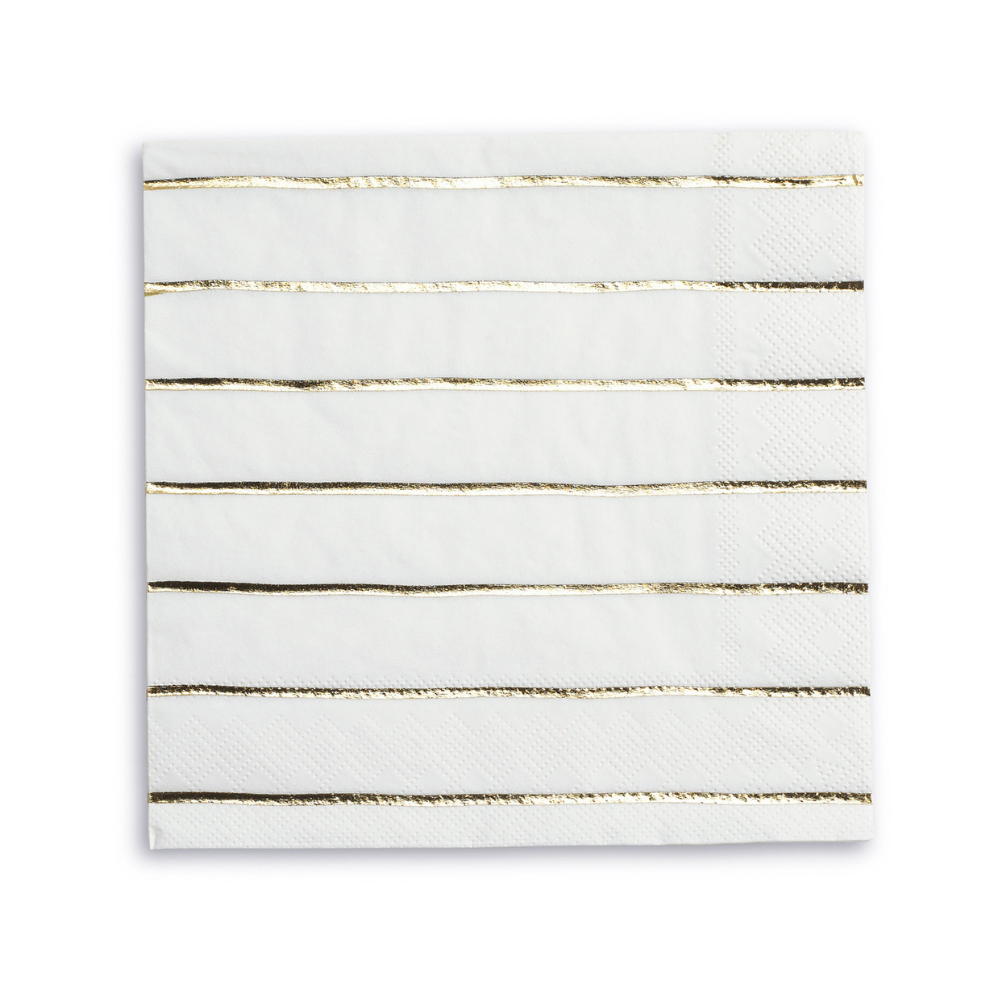 Gold Frenchie Striped Cocktail Napkins
