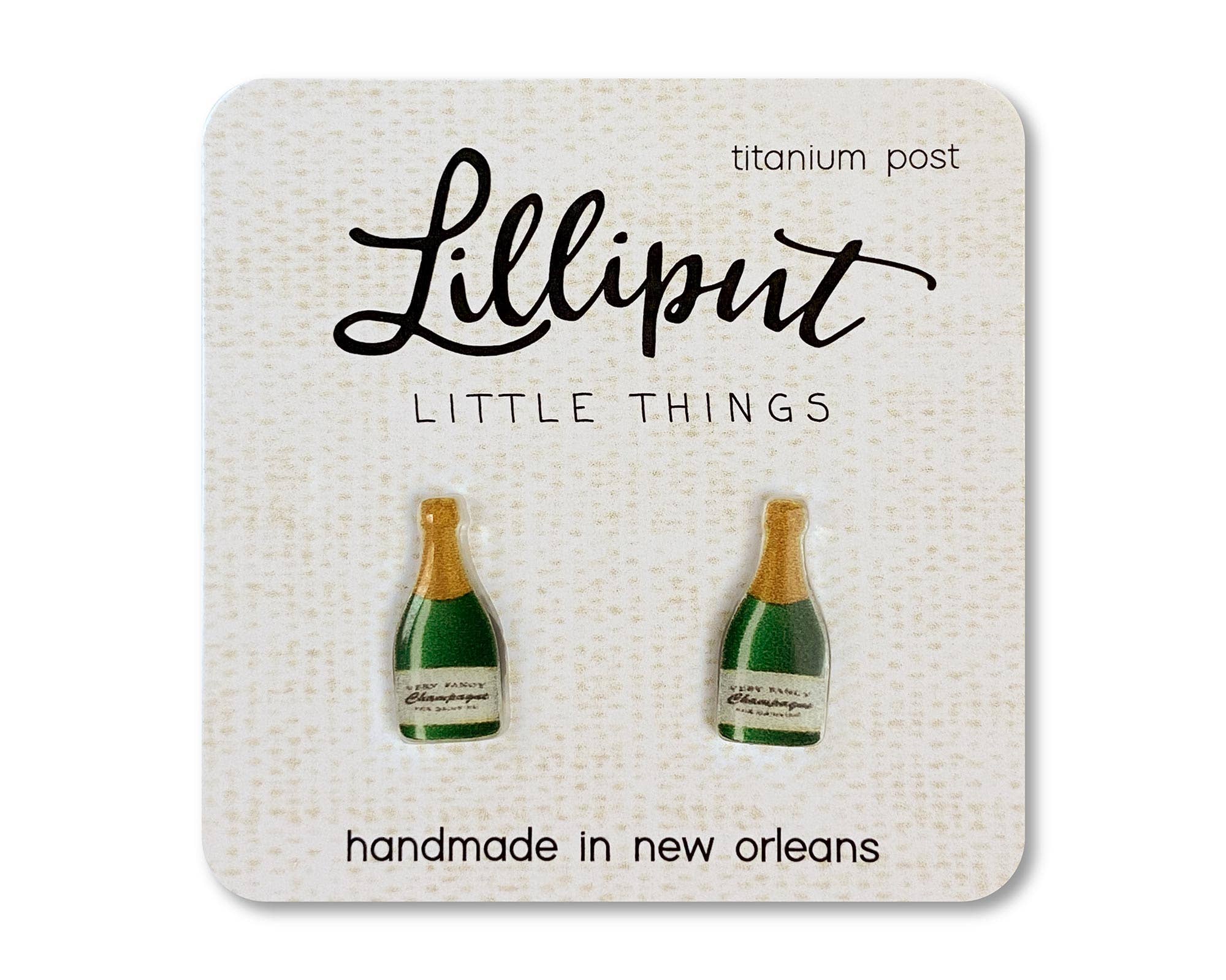 Hypoallergenic Earrings: Champagne Bottles