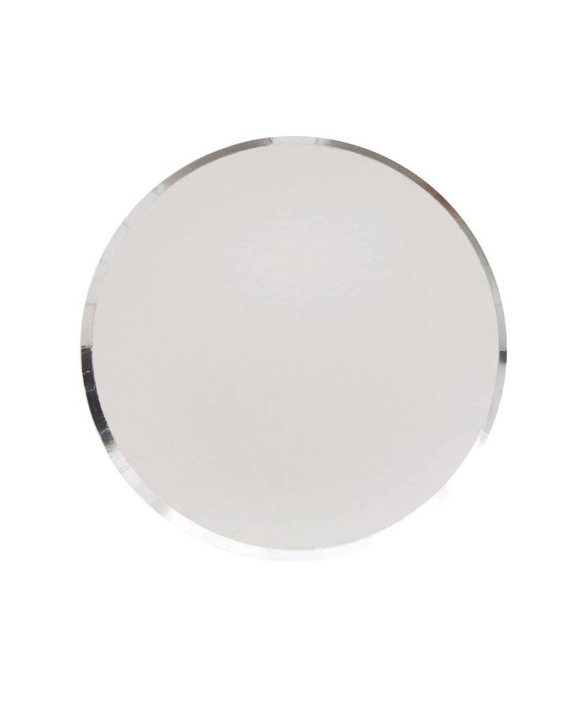 Oh Happy Day Party Shop Small Low Rim Plates: Silver