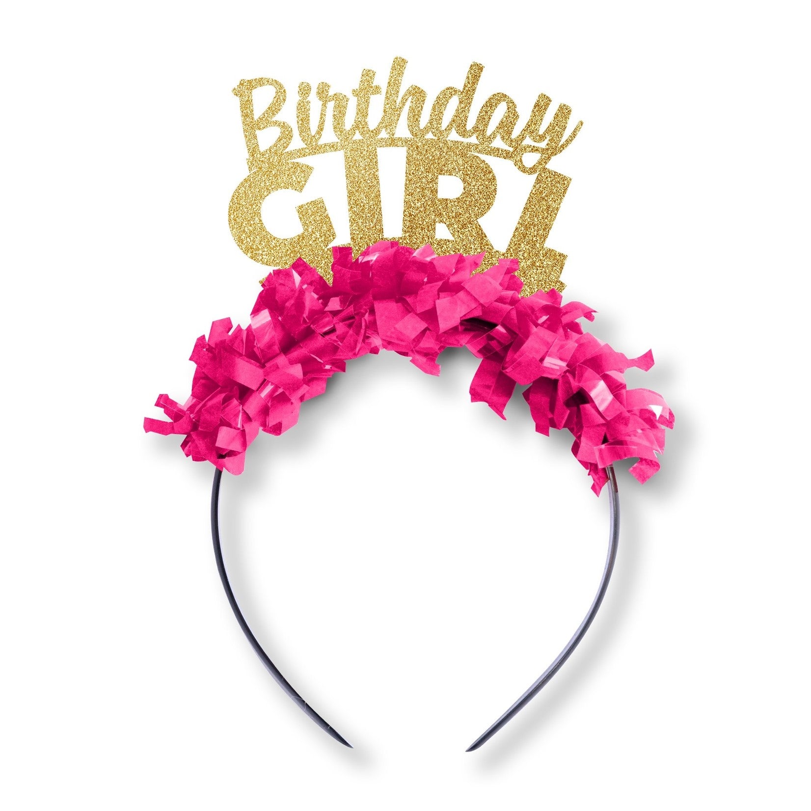 Birthday Girl Party Headband: Gold/Hot Pink