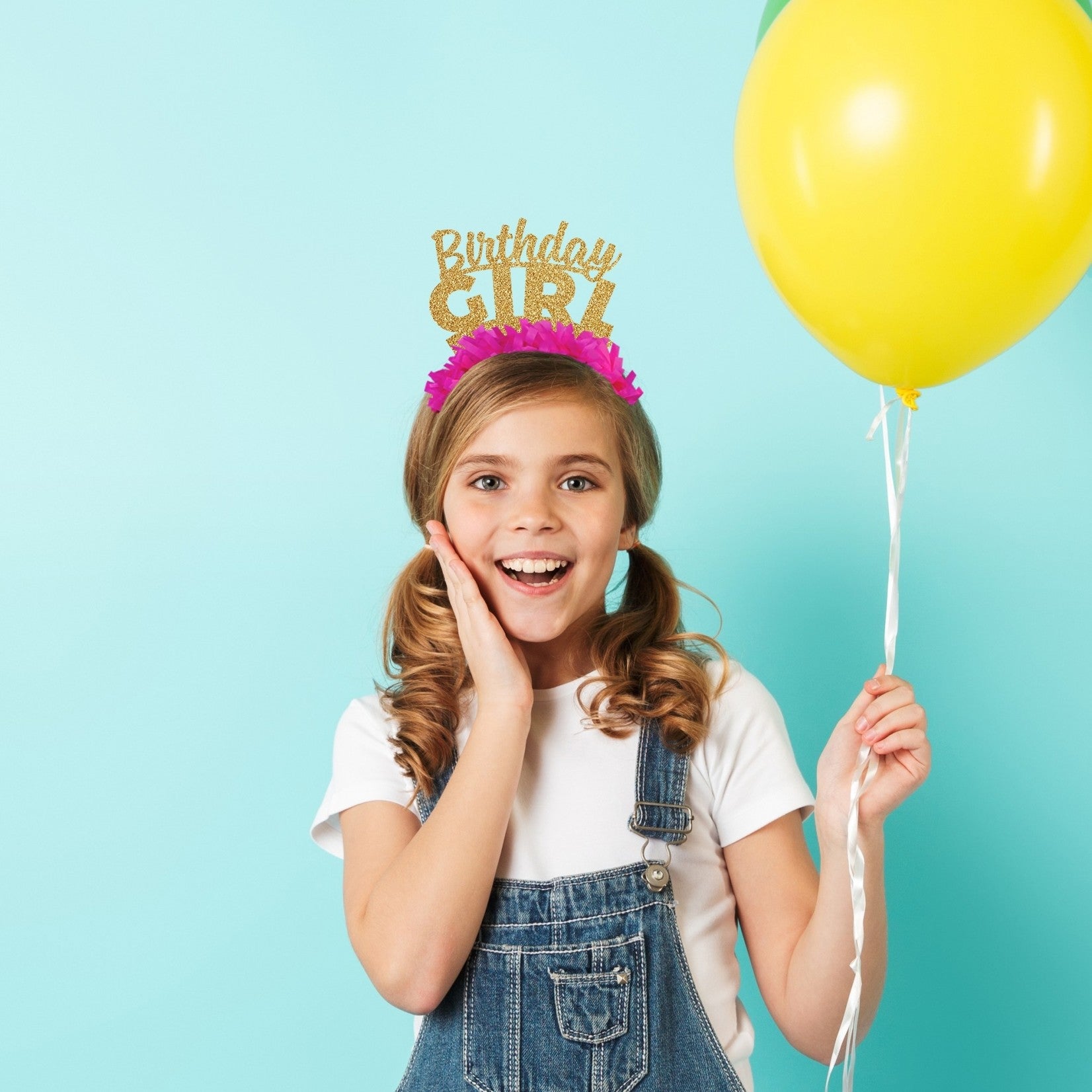 Birthday Girl Party Headband: Gold/Hot Pink